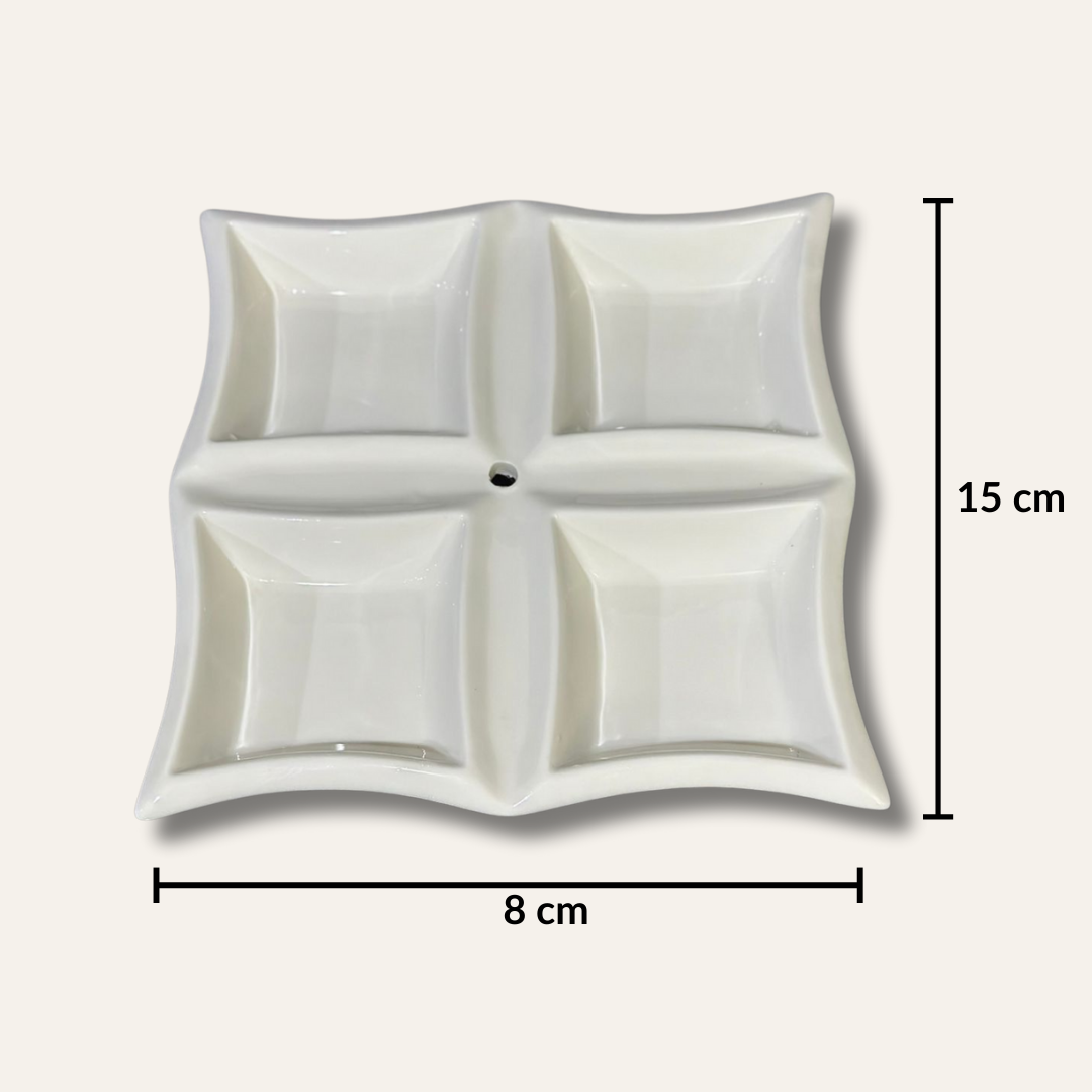 4-Well Square White Ceramic for breakfast and nuts styl2 - Diqqawi Plates