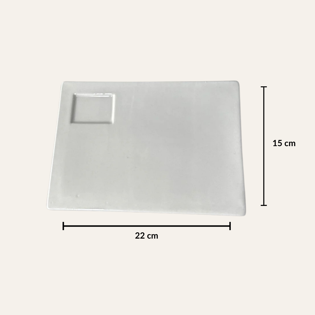 Rectangle Bright White Porcelain Flat Plate styl1 - Diqqawi Plates