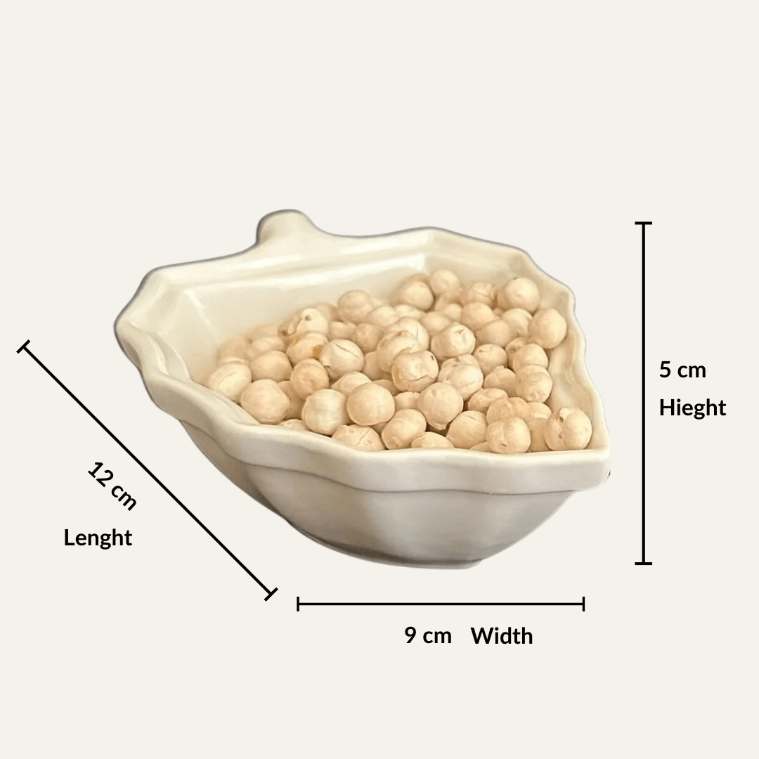 White Leaf Deep Porcelain Bowl for nuts - Diqqawi Plates