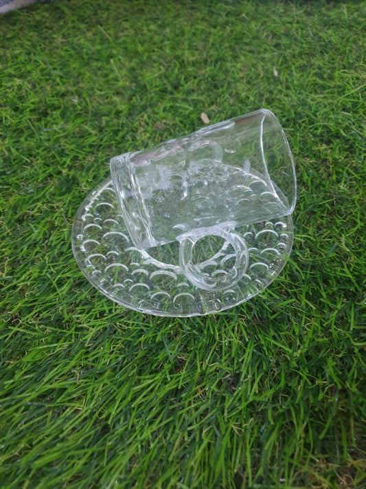 118ML Glass Coffee Cup with Plate - Diqqawi Plates
