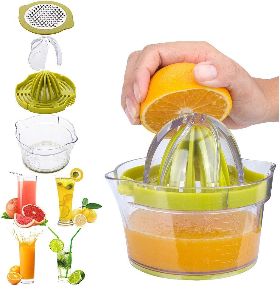 4-in-1 Manual Citrus Juicer & Grater – 400ml - Diqqawi Plates