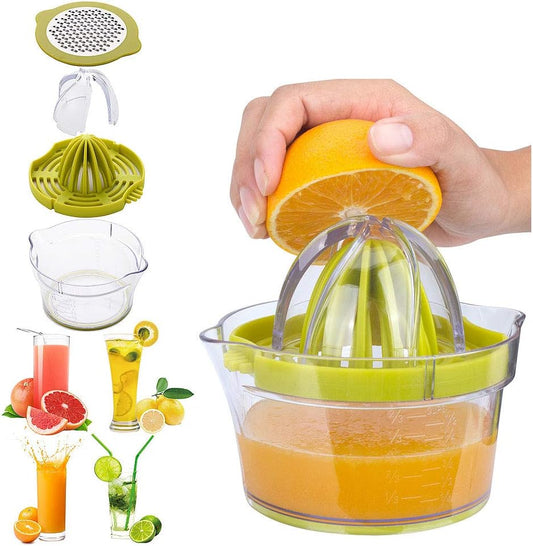 4-in-1 Manual Citrus Juicer & Grater – 400ml - Diqqawi Plates