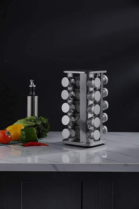 20 Jars Spice Rack Stainless Steel - Diqqawi Plates