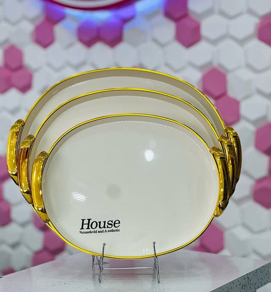 Elegant Oval White Plastic Serving Tray