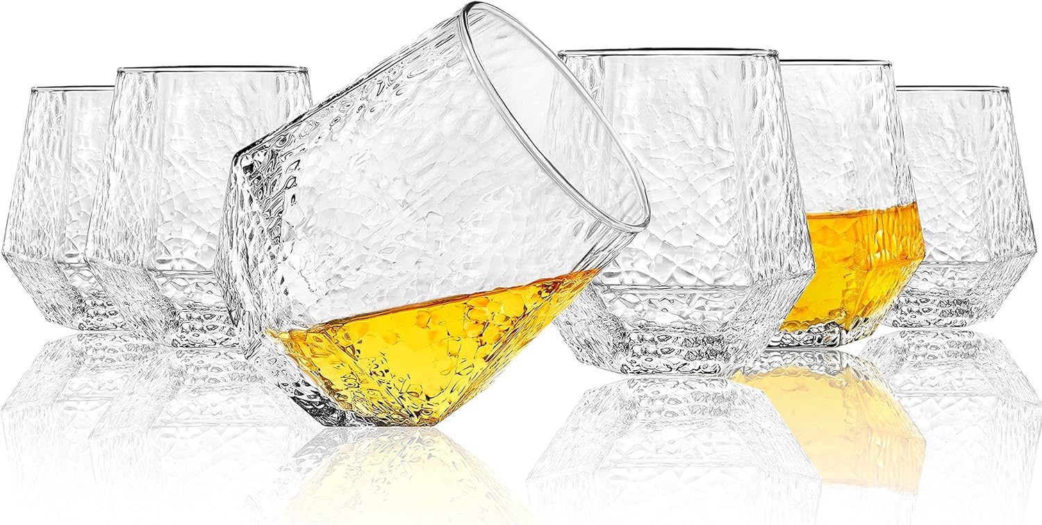 310Ml Diamond-Shaped Glass Tumbler – Elegant Tilted Design - Diqqawi Plates