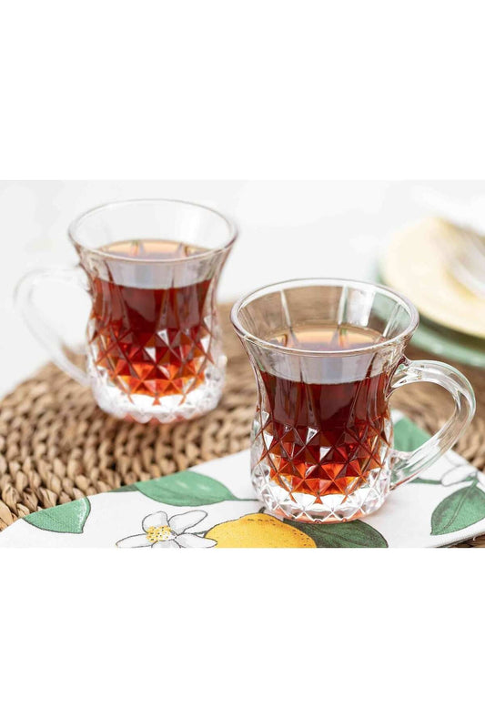 150ML Florus Glass Tea cup with Handle - Diqqawi Plates