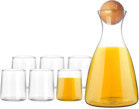 Elegant Vertical Pattern Glass Juice water Jug and 6 cups - Diqqawi Plates