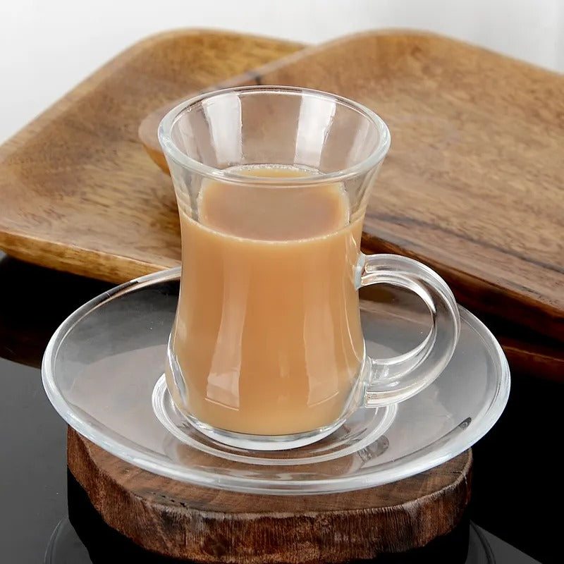 135ML Glass Tea cup with plate - Diqqawi Plates