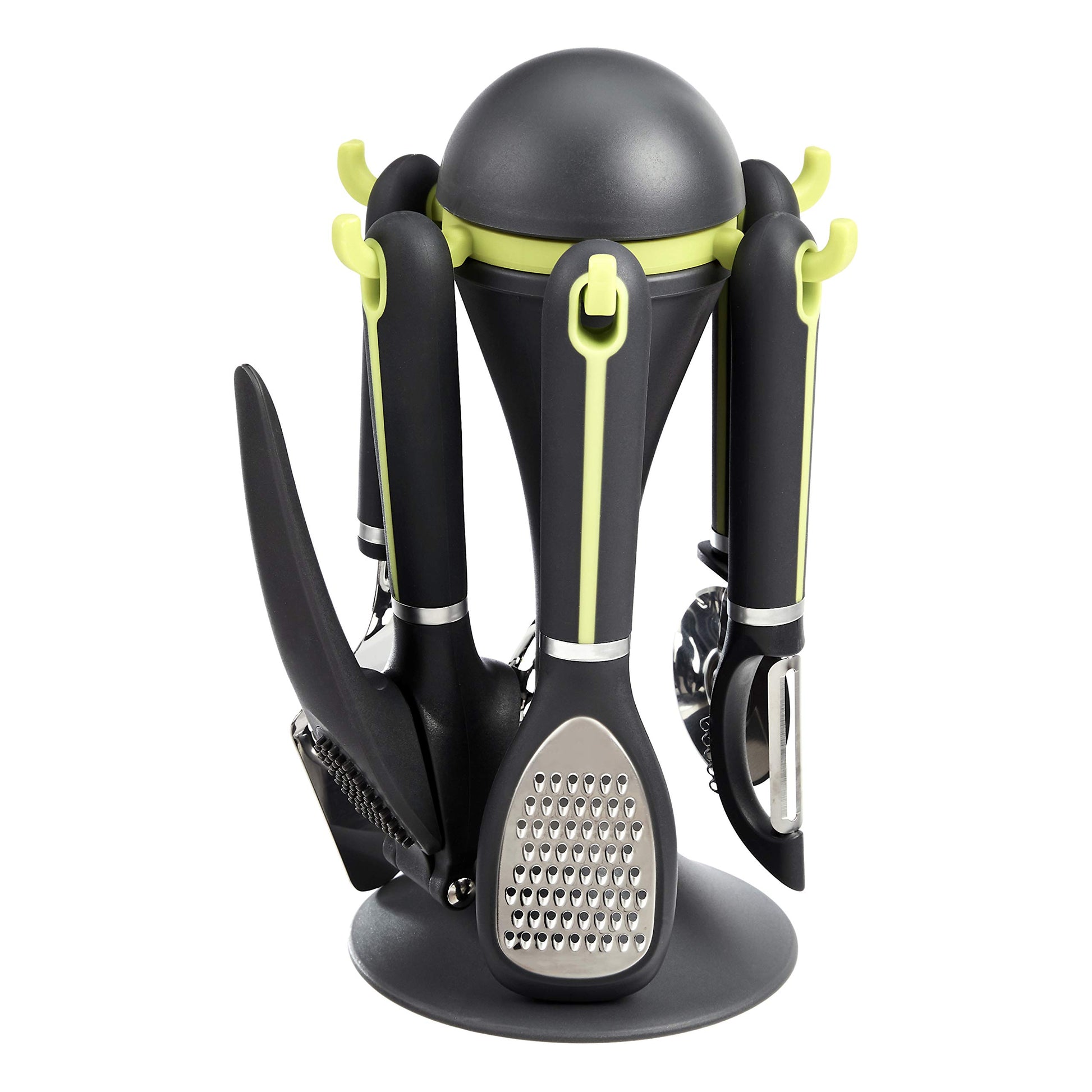 6pcs Stainless Steel Kitchen Tool Set with Rotatable Hook Stand - Diqqawi Plates