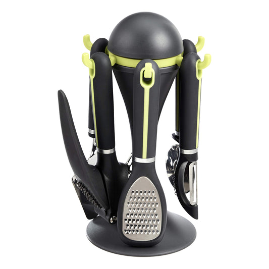 6pcs Stainless Steel Kitchen Tool Set with Rotatable Hook Stand - Diqqawi Plates