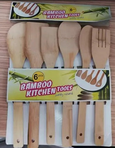 6pcs Wood spatula kitchen nonstick Bamboo wood