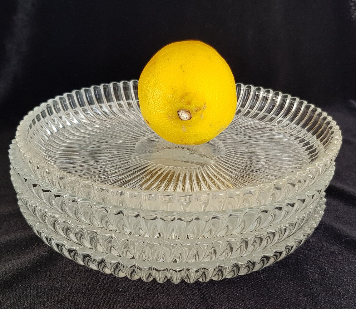 2pcs Small Ribbed glass dessert round plate - Diqqawi Plates