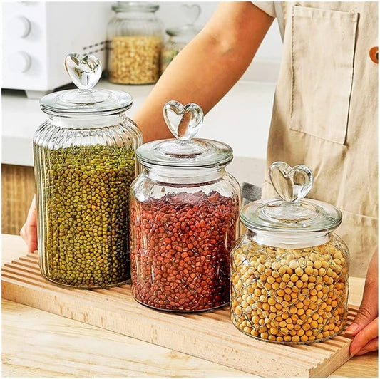 Glass jar storage bottle with Heart Lid - Diqqawi Plates