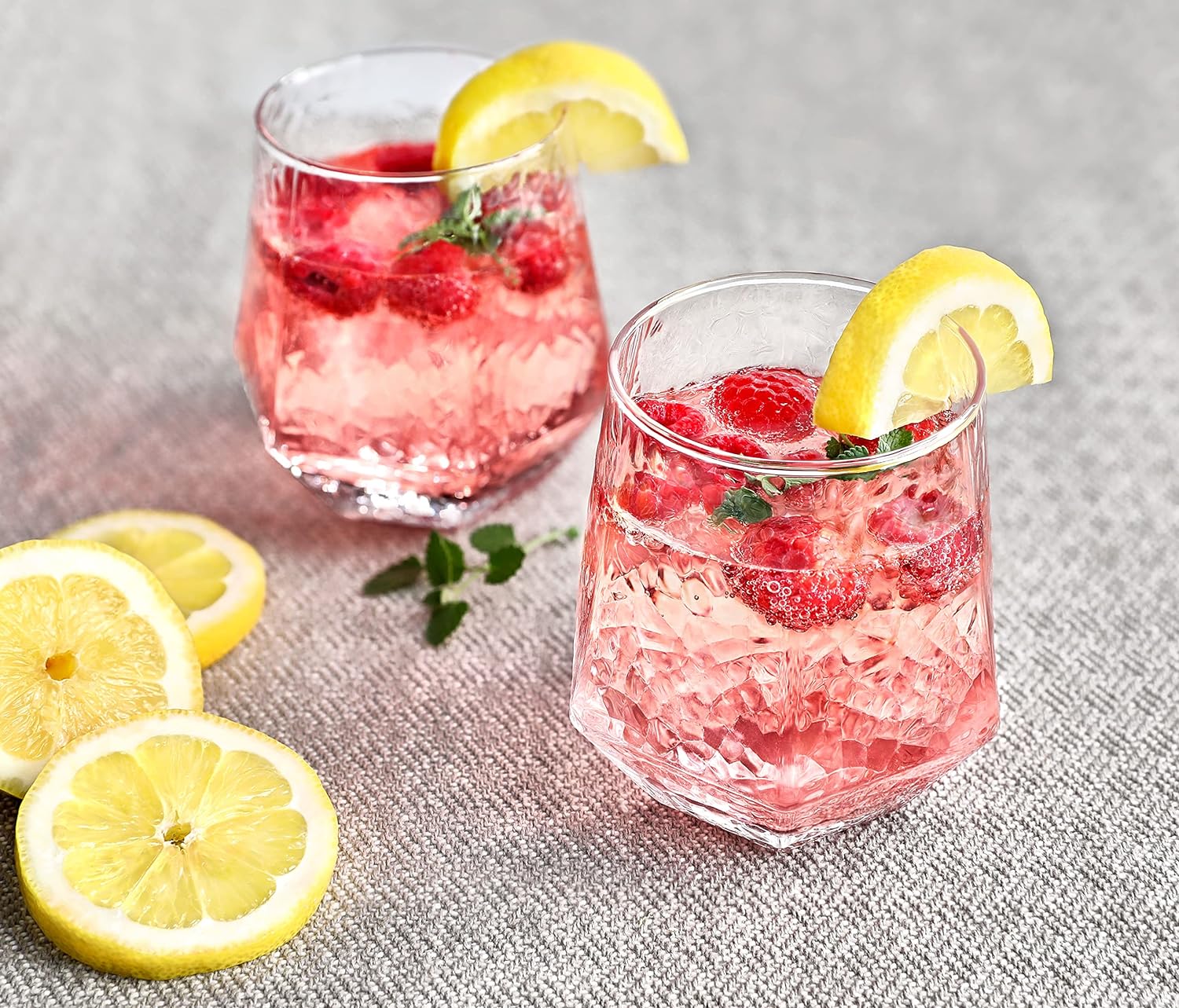 310Ml Diamond-Shaped Glass Tumbler – Elegant Tilted Design - Diqqawi Plates