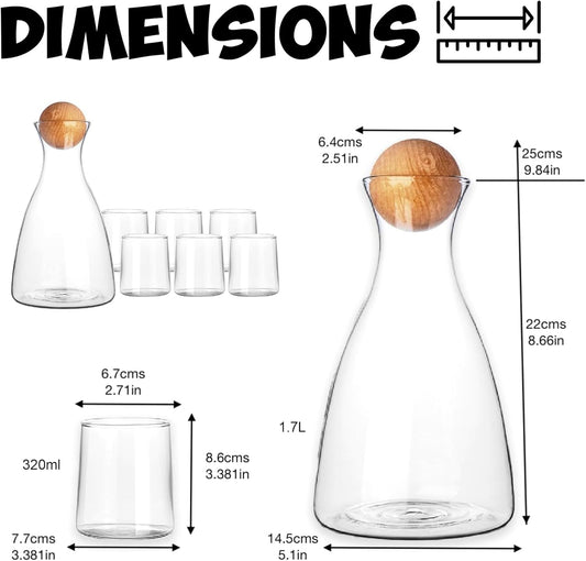 Elegant Vertical Pattern Glass Juice water Jug and 6 cups - Diqqawi Plates