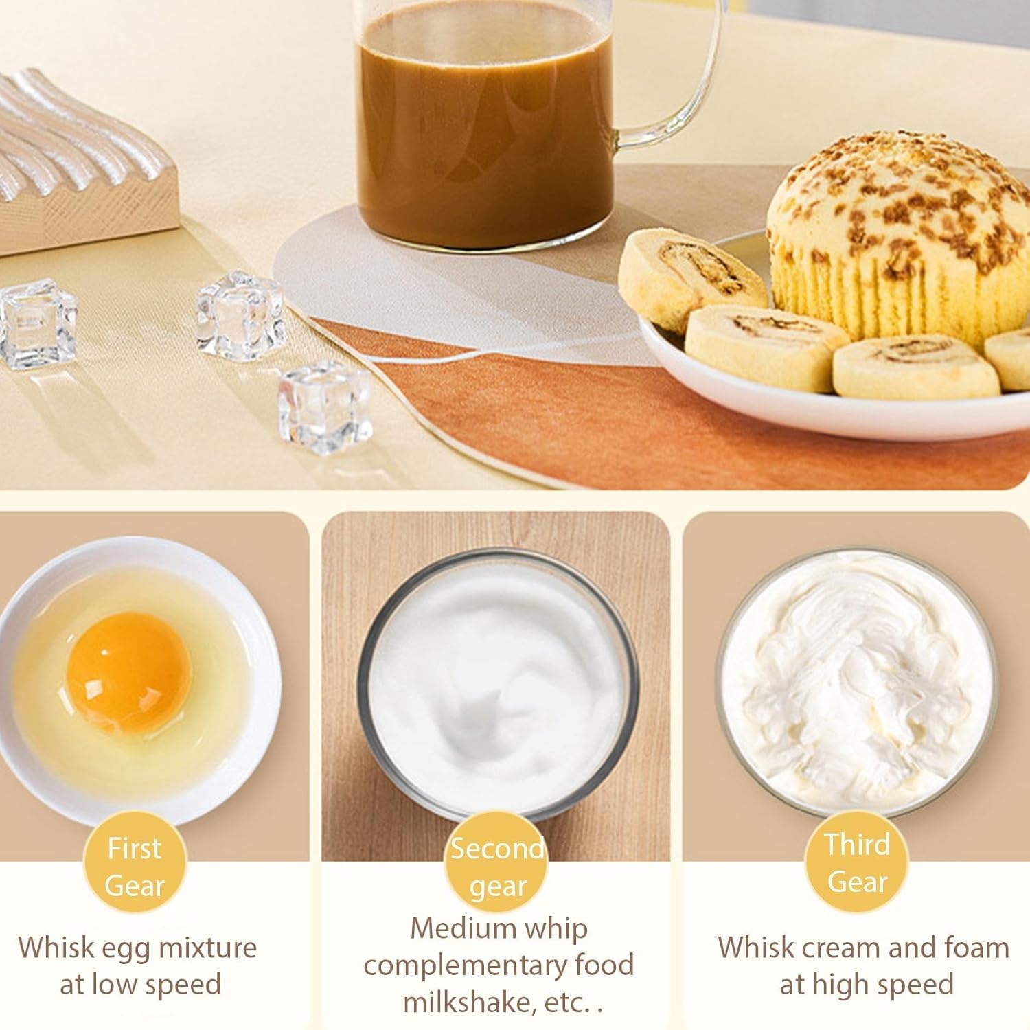 3-Speed Electric Milk Frother with 2 Whisks - Diqqawi Plates