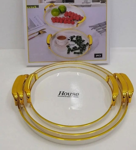 Elegant Oval White Plastic Serving Tray
