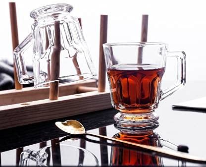 300ML Glass Tea Cups Coffee Mugs with Handle model - Diqqawi Plates