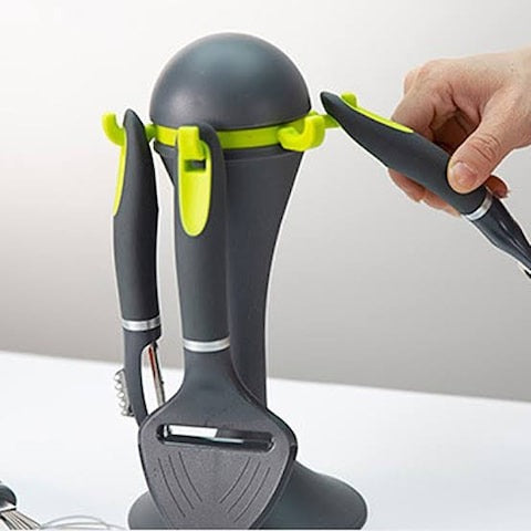 6pcs Stainless Steel Kitchen Tool Set with Rotatable Hook Stand - Diqqawi Plates