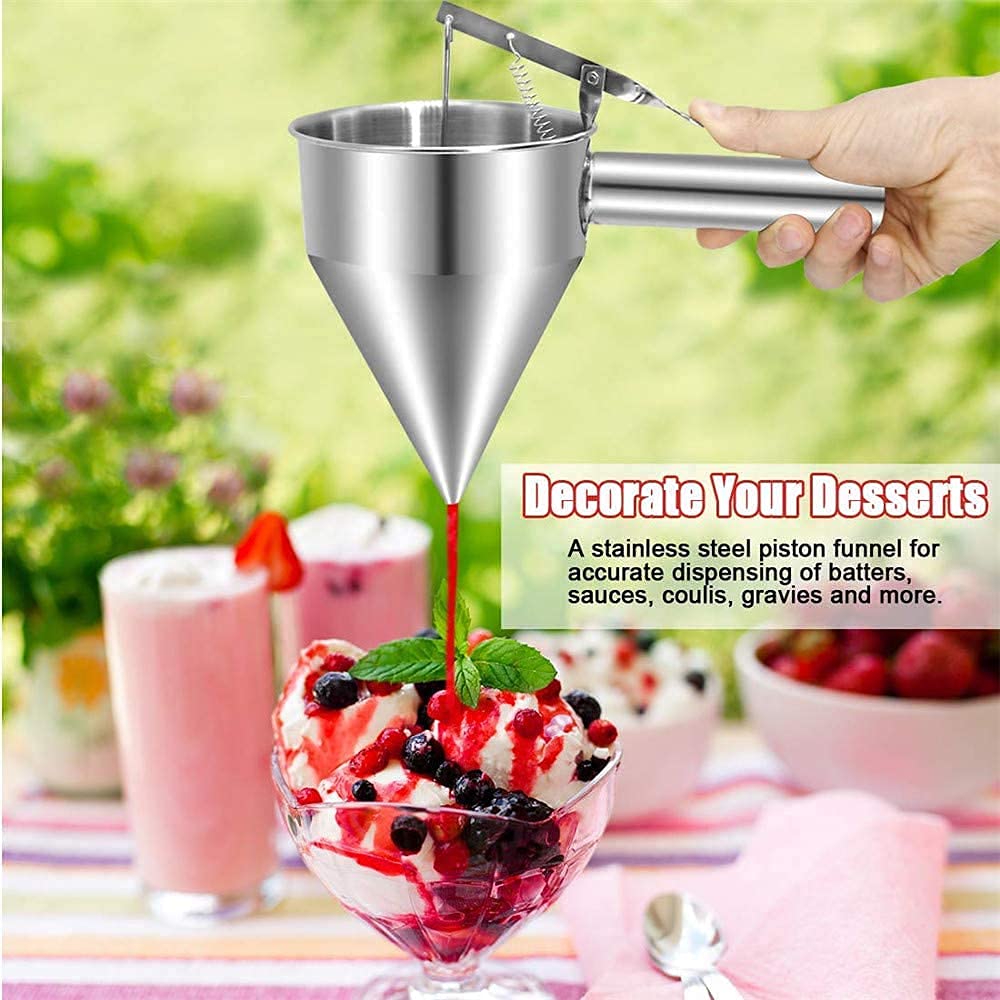 Stainless Steel Donut, Cupcake Batter Dispenser Funnel - Diqqawi Plates
