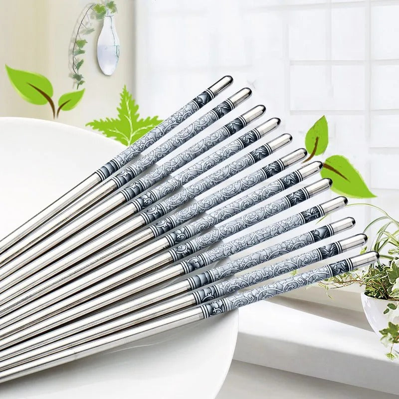 5 Pairs Stainless Steel Chopsticks - Diqqawi Plates