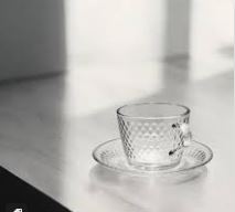 Diamond Tea cup Glass 215ml with plate - Diqqawi Plates