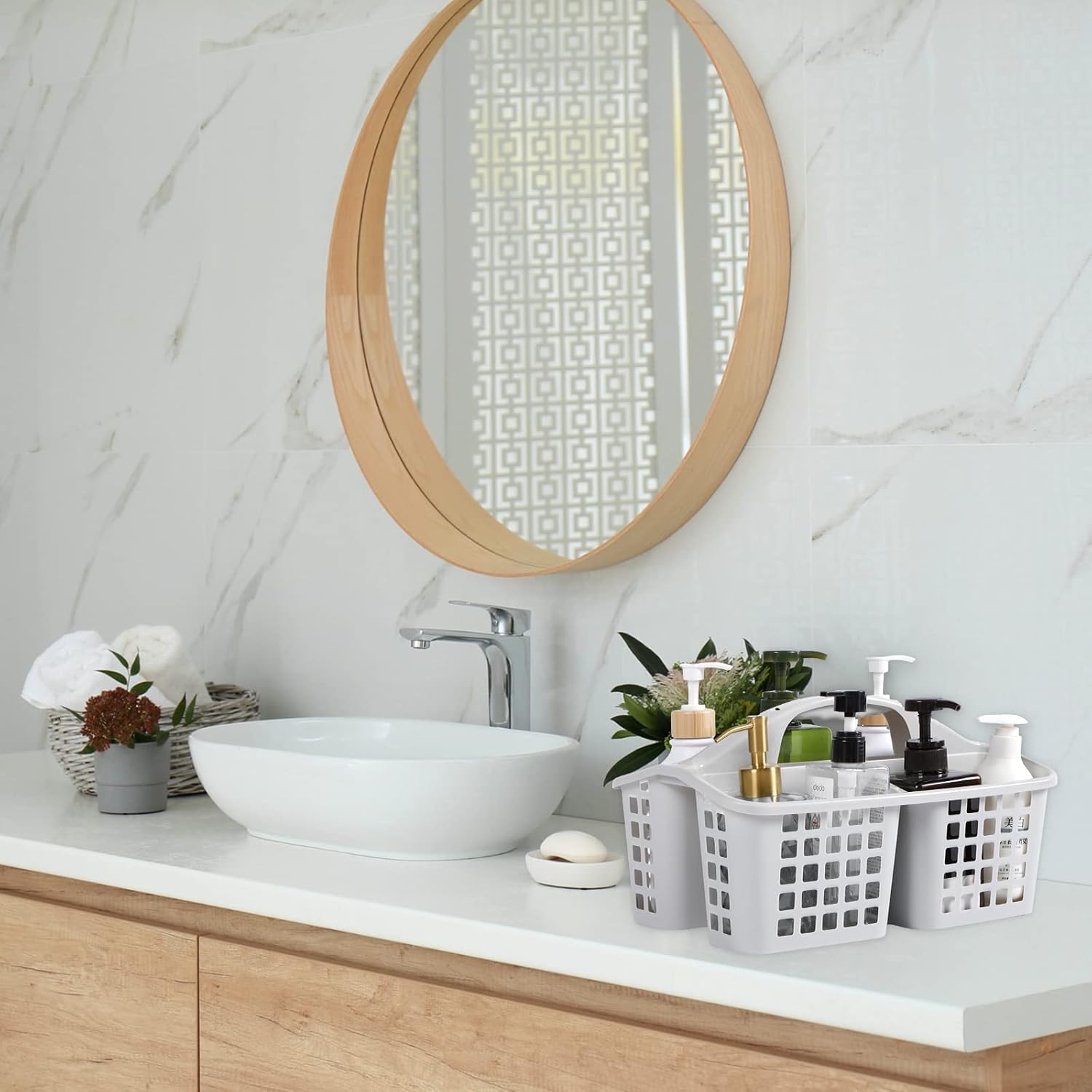 Plastic Shower Caddy Basket with Compartments - Diqqawi Plates