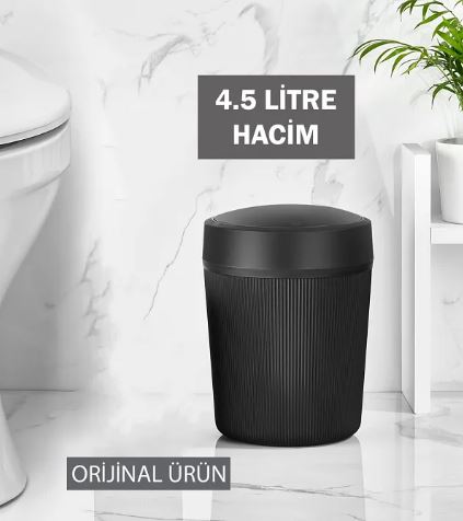 Black Bathroom Trash Can And Toilet Brush Set - Diqqawi Plates