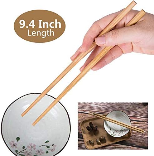 10 Pairs Natural Bamboo Chopsticks, 24cm Reusable Japanese Chinese Chop Stick - Diqqawi Plates