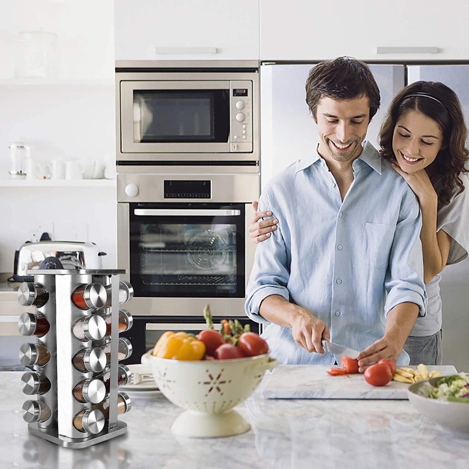 20 Jars Spice Rack Stainless Steel - Diqqawi Plates