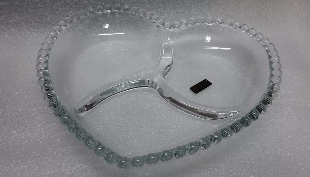 Heart Patterned Glass Plate with 3 Dividers - Diqqawi Plates