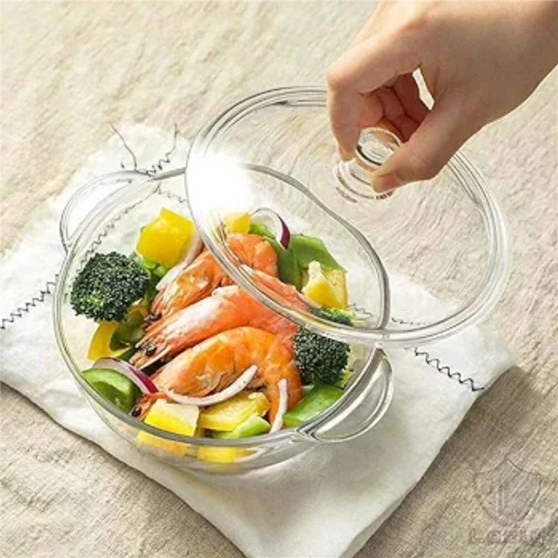 Medium Glass Serving Pot – Perfect for Salads & Soups - Diqqawi Plates