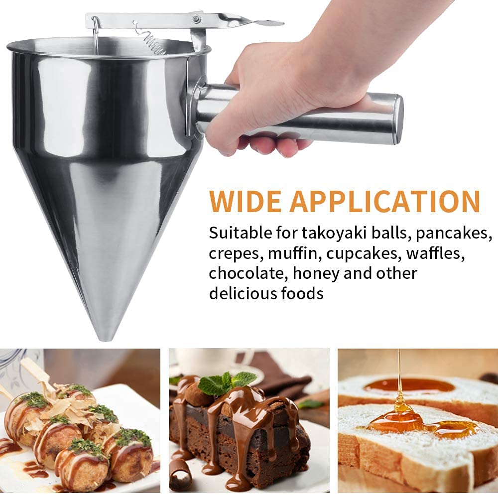 Stainless Steel Donut, Cupcake Batter Dispenser Funnel - Diqqawi Plates