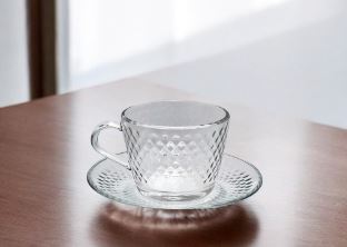 Diamond Tea cup Glass 215ml with plate - Diqqawi Plates