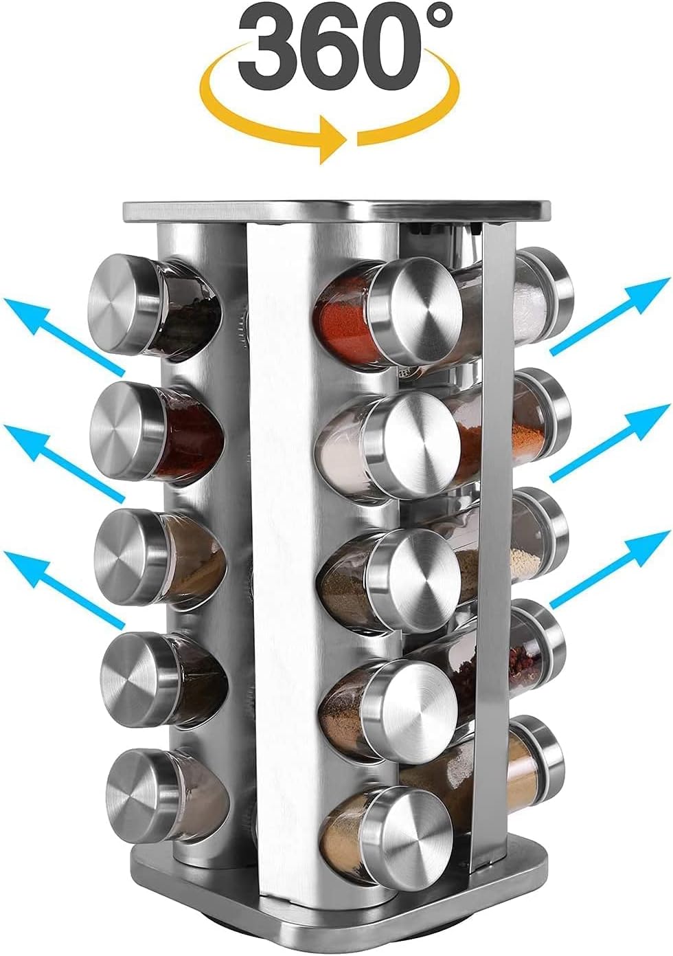 20 Jars Spice Rack Stainless Steel - Diqqawi Plates