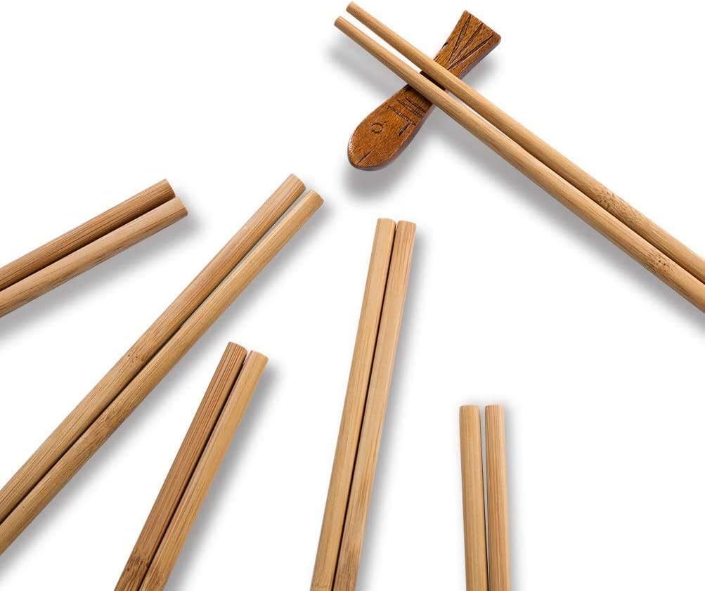 10 Pairs Natural Bamboo Chopsticks, 24cm Reusable Japanese Chinese Chop Stick - Diqqawi Plates