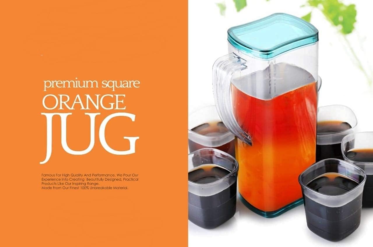 2000 ML Water Juice Pitcher with Lid and 4 Cups - Diqqawi Plates