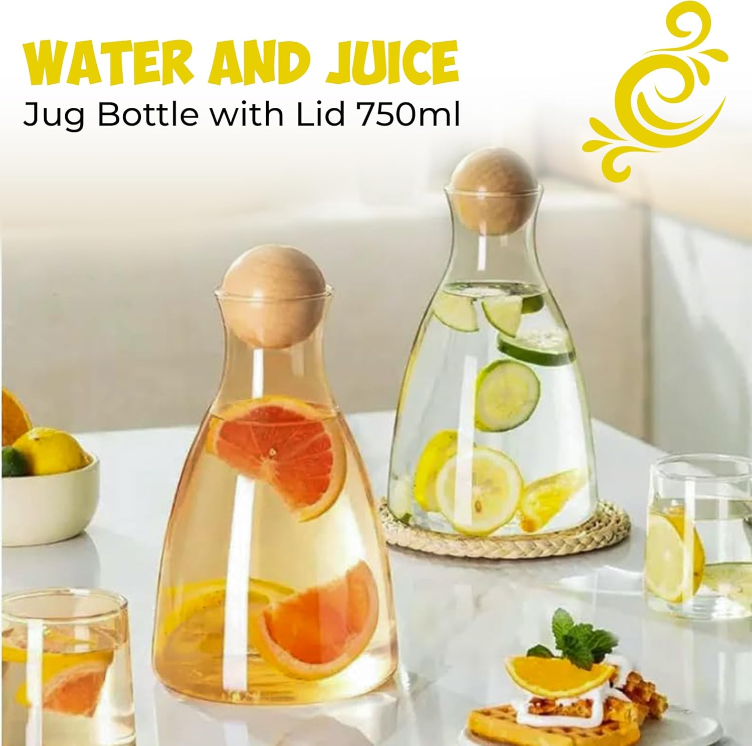 Elegant Vertical Pattern Glass Juice water Jug and 6 cups - Diqqawi Plates