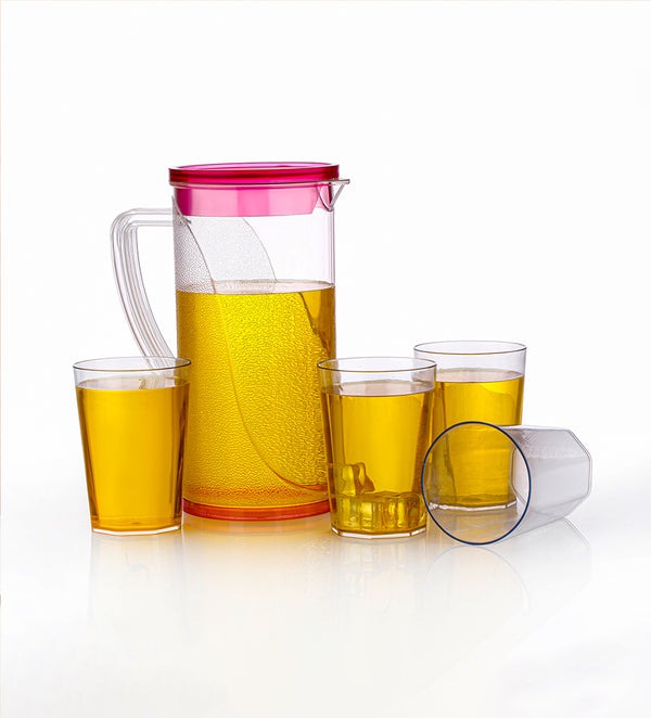 2000 ML Water Juice Pitcher with Lid and 4 Cups styl2 - Diqqawi Plates