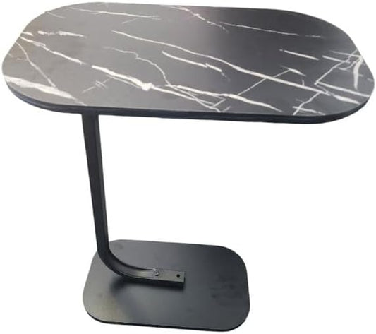 C-Shaped Bedside Coffee Table with Wood Marble Top