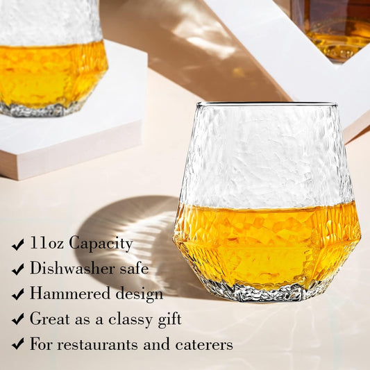 310Ml Diamond-Shaped Glass Tumbler – Elegant Tilted Design - Diqqawi Plates