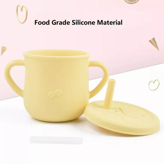 Silicone Cup Toddler with Straw and 2 Lids - 150ml - Diqqawi Plates