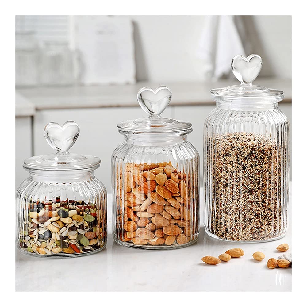 Glass jar storage bottle with Heart Lid - Diqqawi Plates
