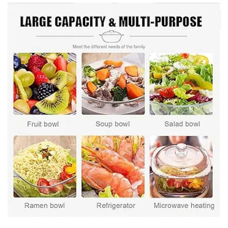 Medium Glass Serving Pot – Perfect for Salads & Soups - Diqqawi Plates