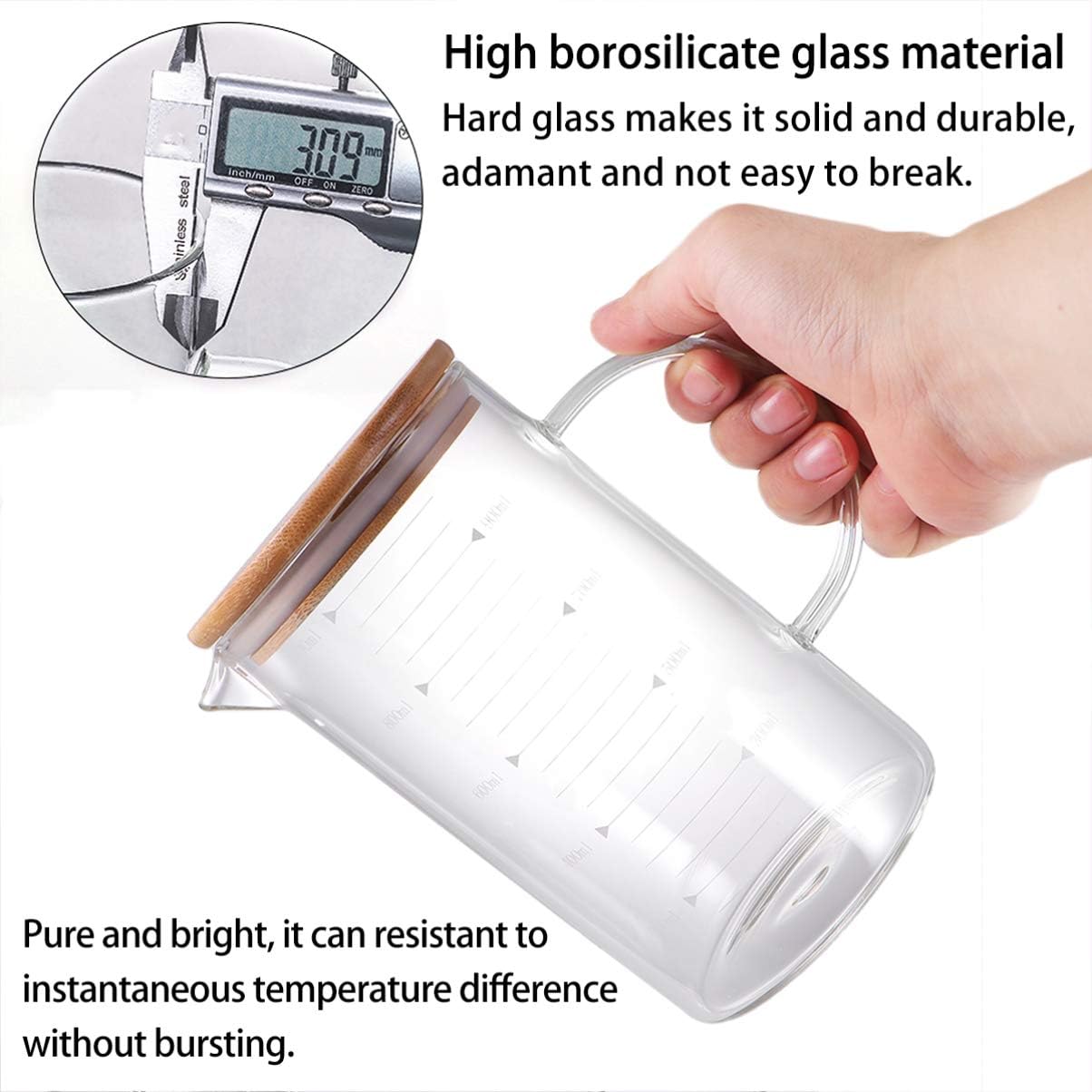 Glass Measuring Pitcher with Lid - Diqqawi Plates