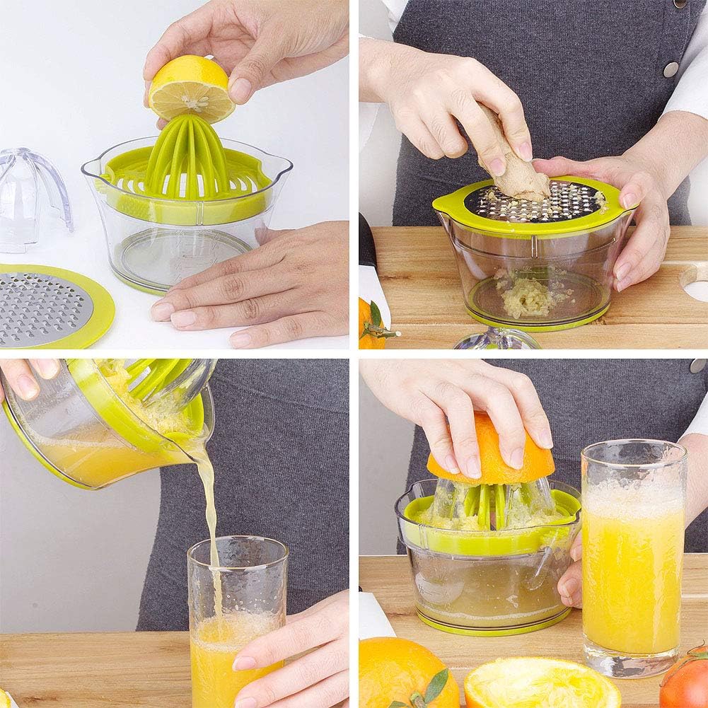 4-in-1 Manual Citrus Juicer & Grater – 400ml - Diqqawi Plates