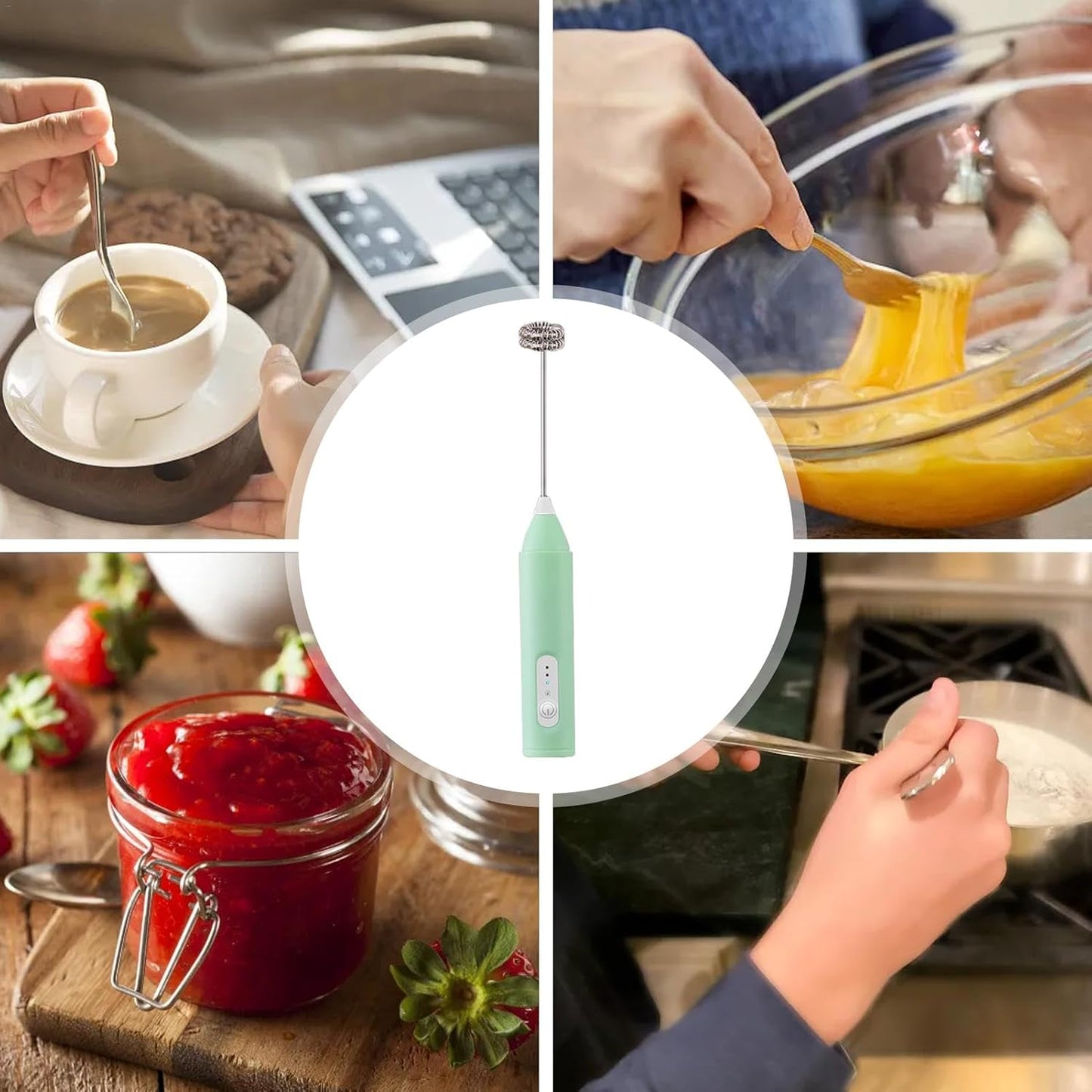 3-Speed Electric Milk Frother with 2 Whisks - Diqqawi Plates