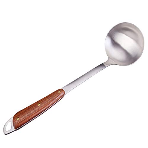 Stainless Steel Soup Ladle for Cooking with Wooden Handle - Diqqawi Plates
