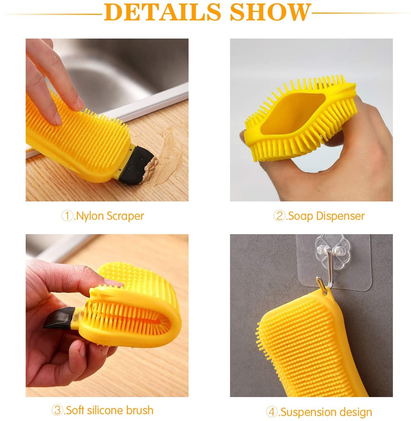 3 in 1 Kitchen Silicone Cleaning Brush Dishwashing Mat With Foam Tool Kitchen Accessories - Diqqawi Plates