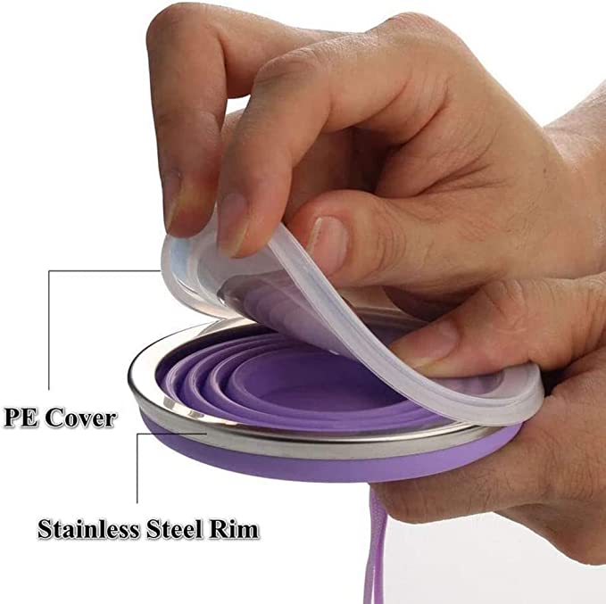 Silicone Collapsible Travel Cup, Folding Camping Cup with Lid - Diqqawi Plates
